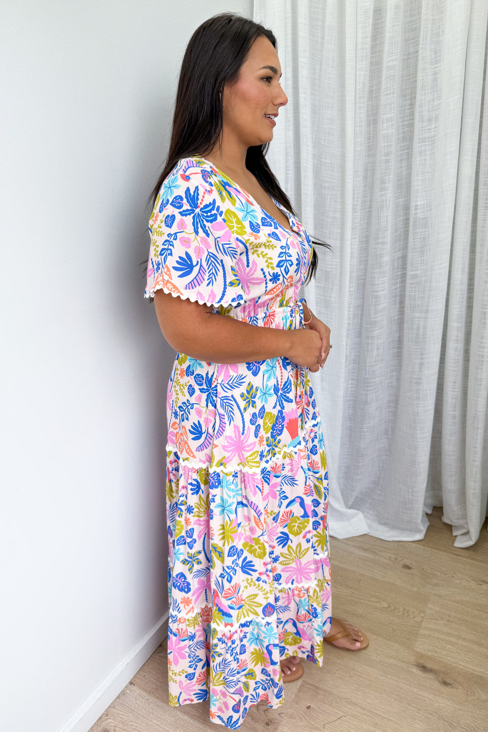 Featherlight Dress - Pink Multi Palm