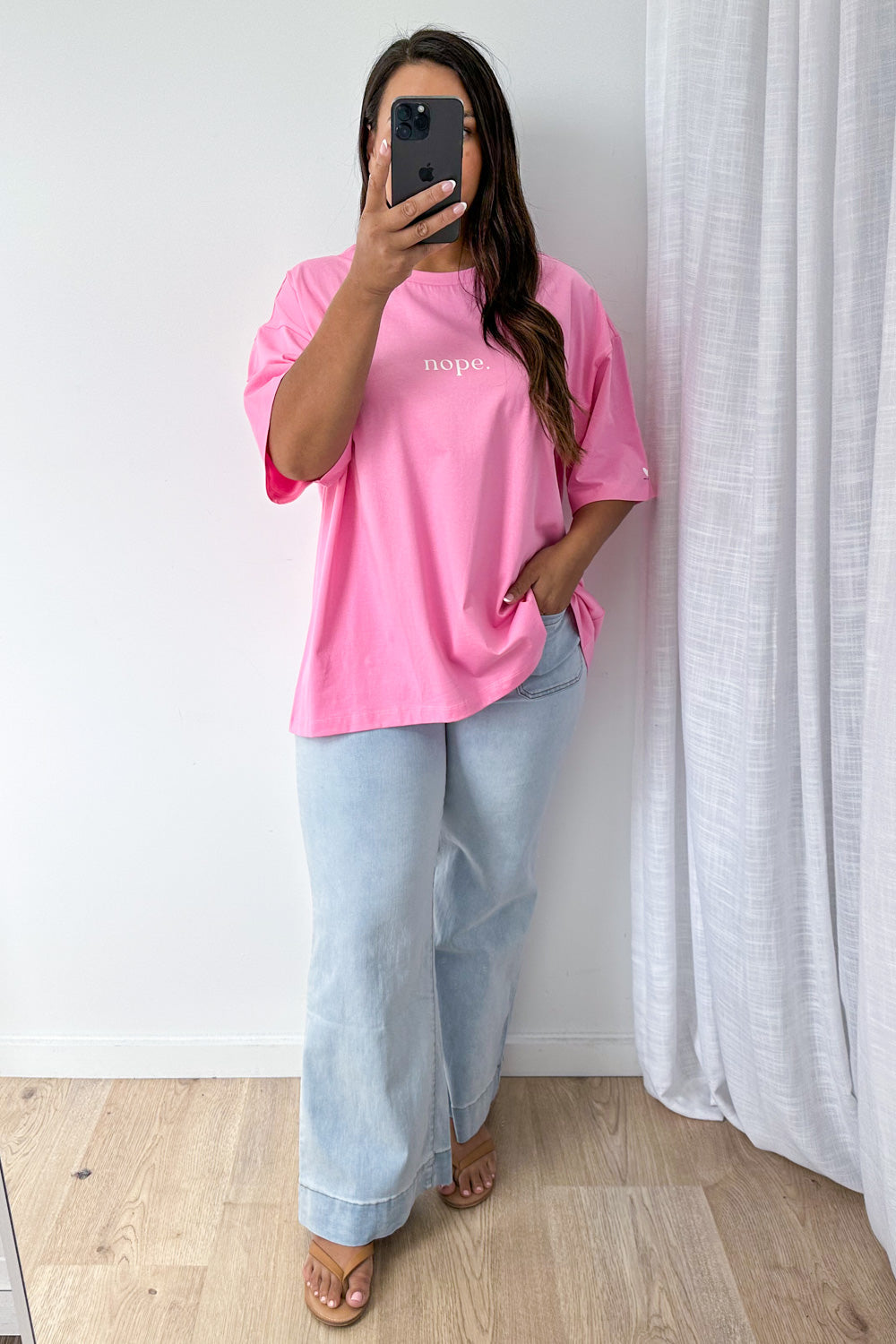 Nope Oversized Tee - Pink