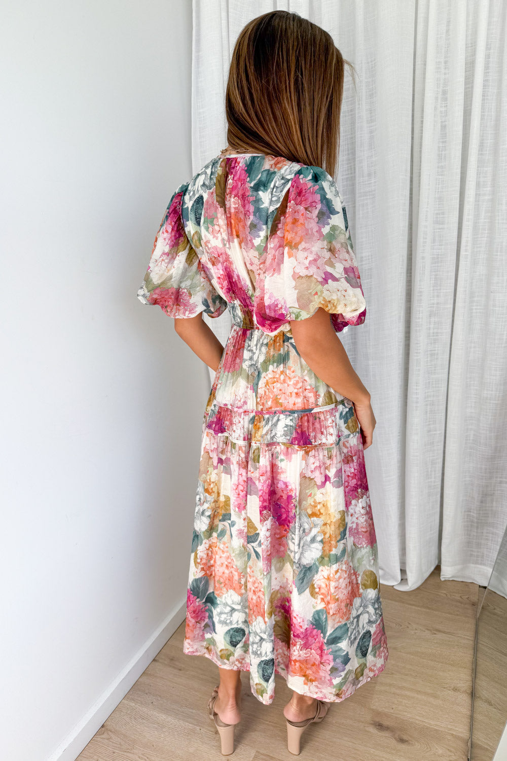 Clairemont Dress - Magenta Apricot Hydrangea