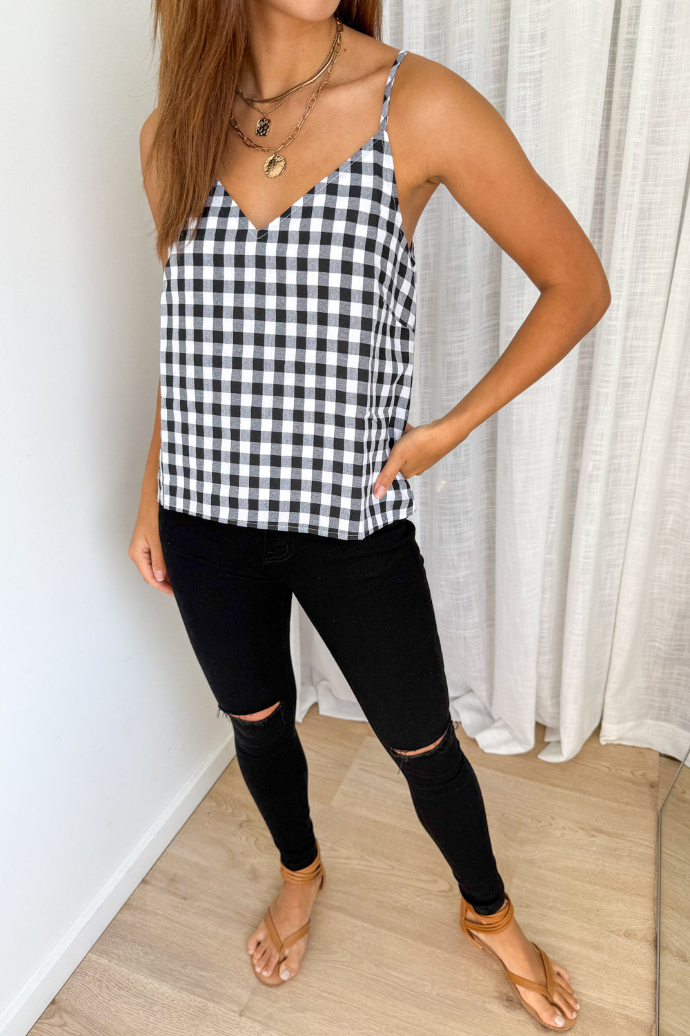Kelsea Cami - Black Gingham