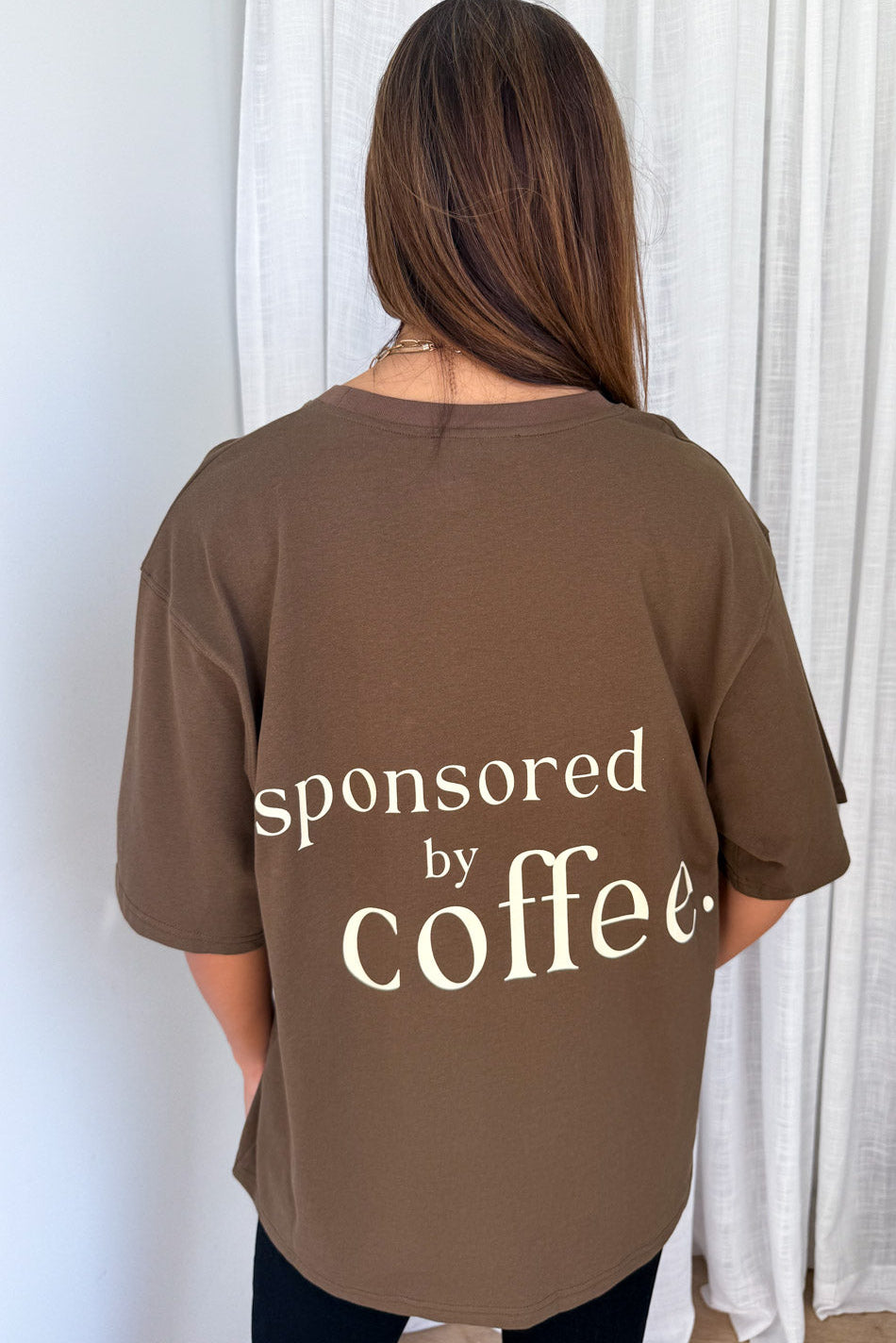 Sponsored By Coffee Oversized Tee - Chocolate