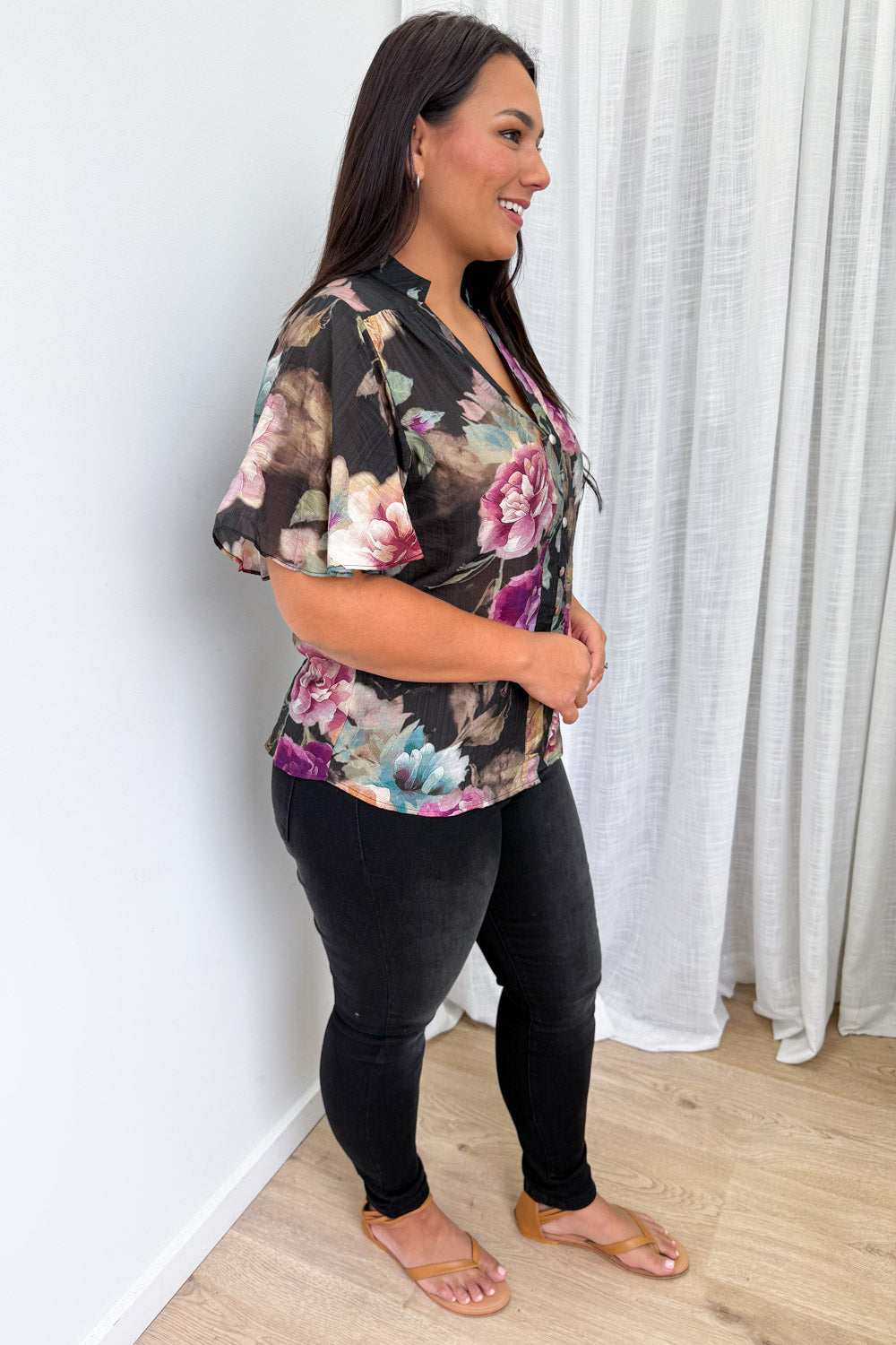 Keeley Blouse - Noir Bloom