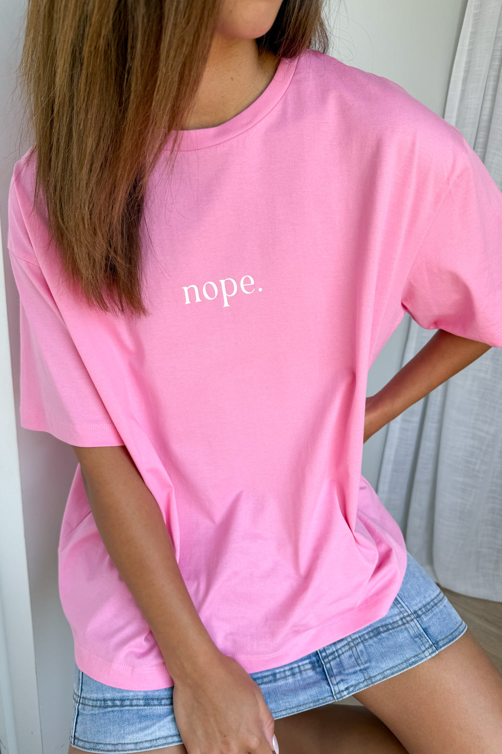 Nope Oversized Tee - Pink