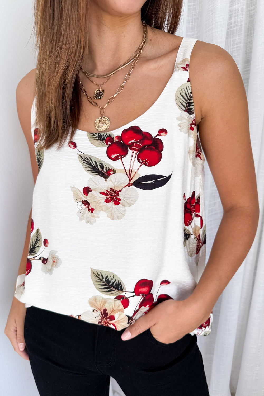 Morgie Cami Top - Red Cherry