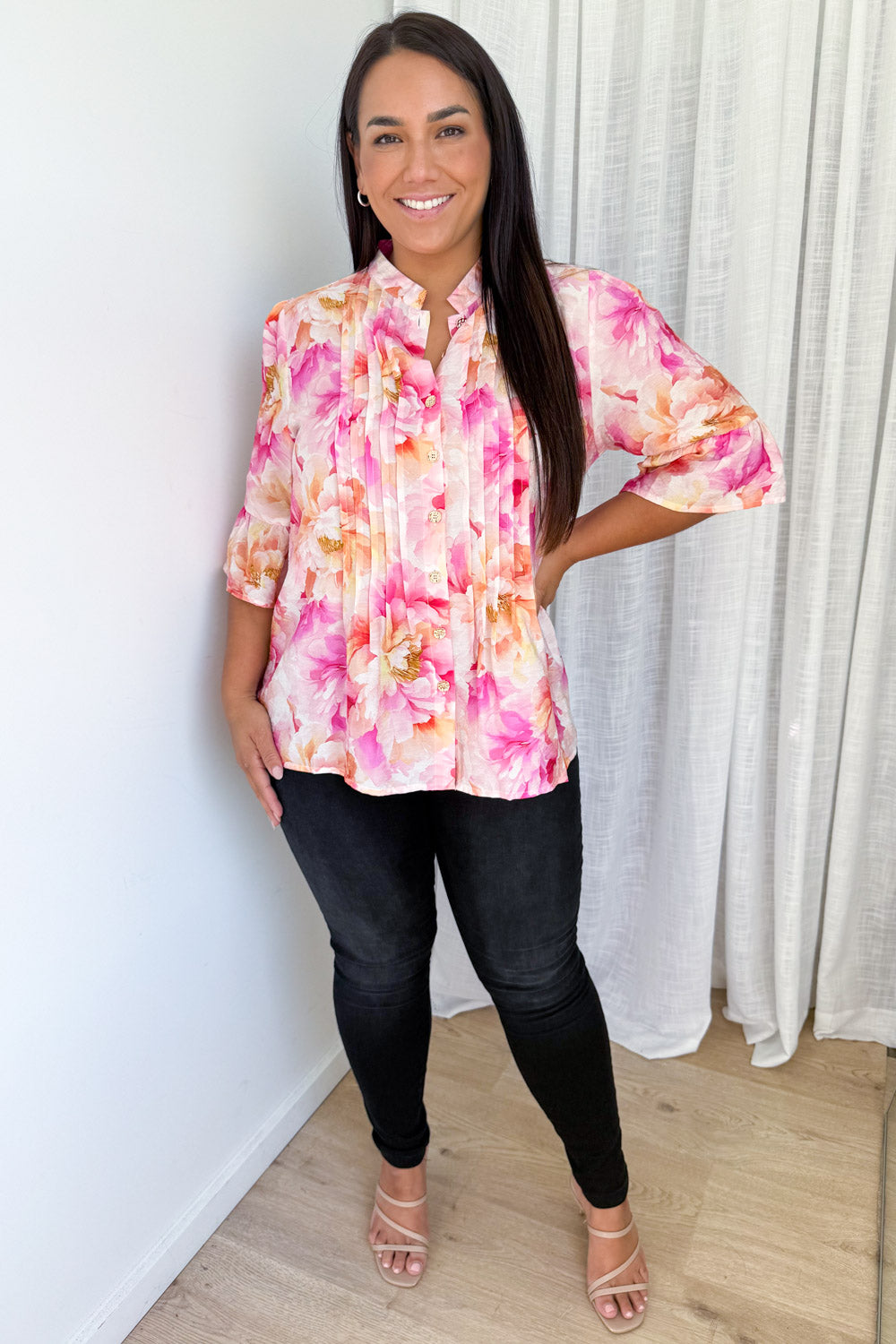 Botanic Blouse - Pink Orange Floral