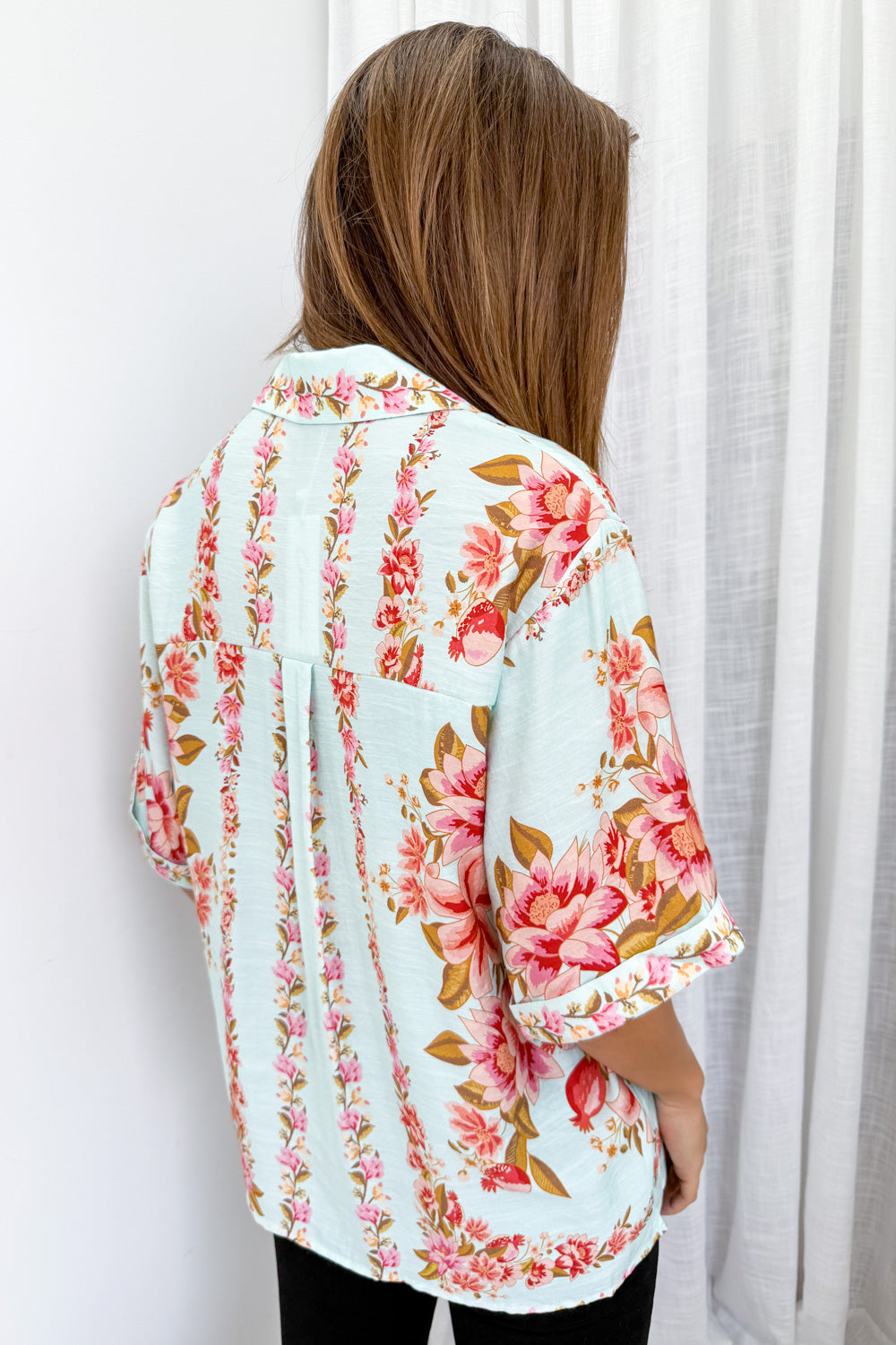 Marbella Tile Shirt - Blue Blush Floral