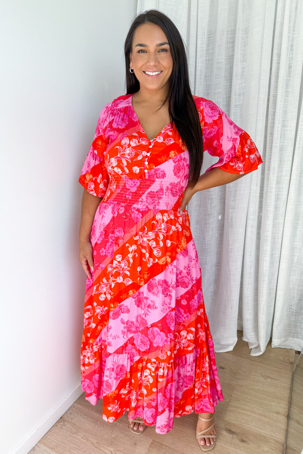 Nalani Dress - Pink Melon Floral