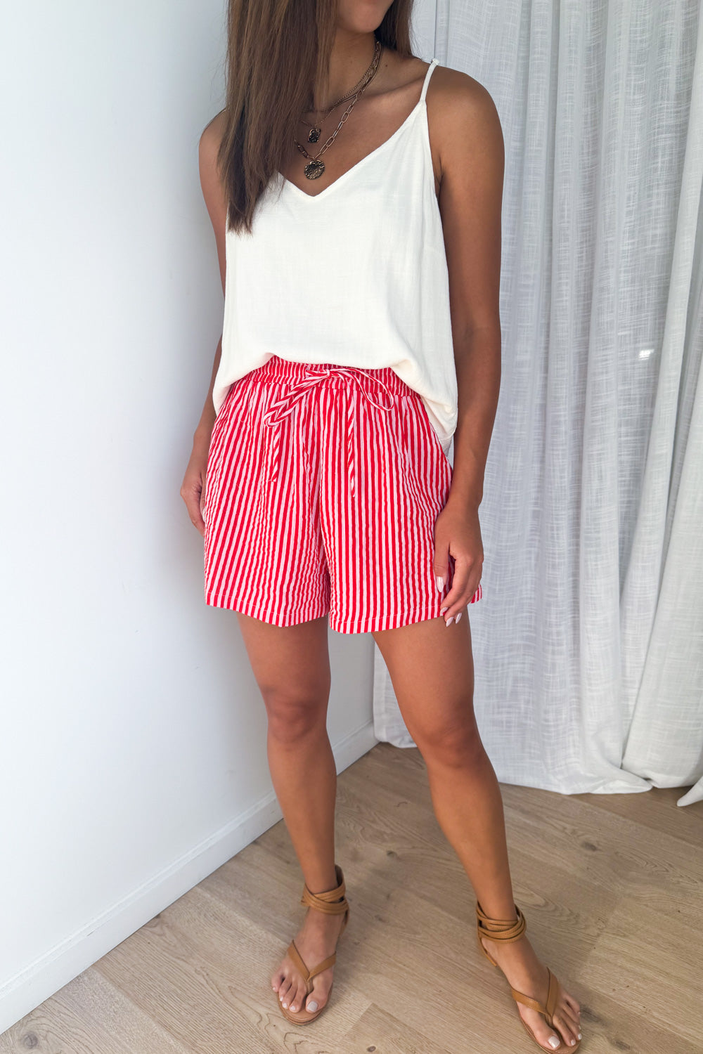 Rani Shorts - Pink Red Stripe