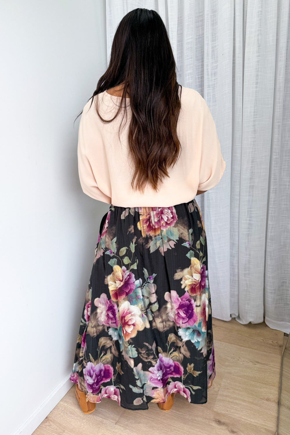 Sandra Maxi Skirt - Noir Bloom