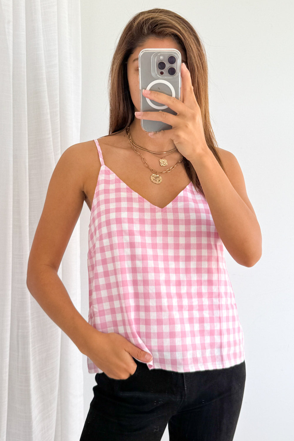 Kelsea Cami - Pink Gingham