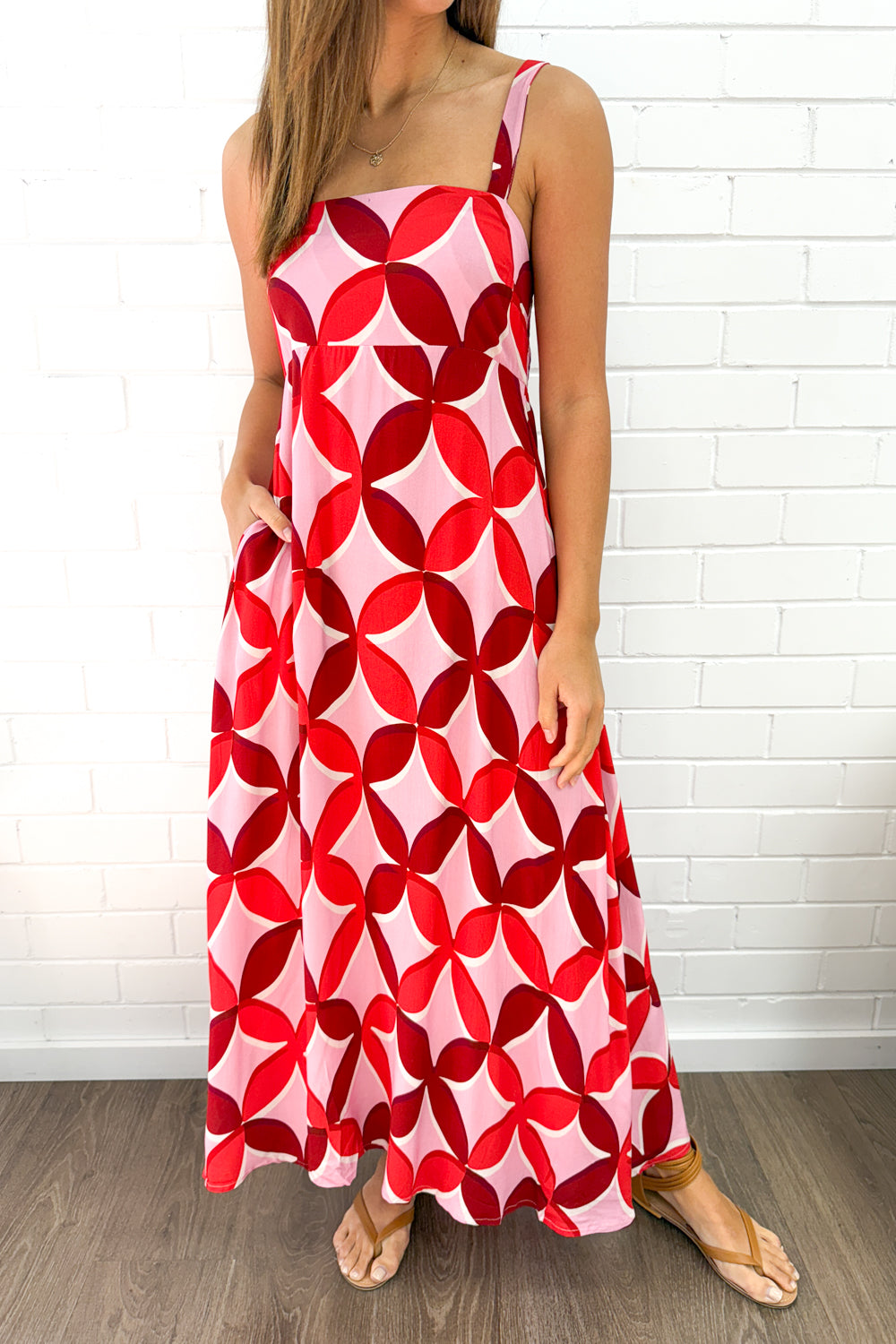 Rosanna Dress - Pink Red Print