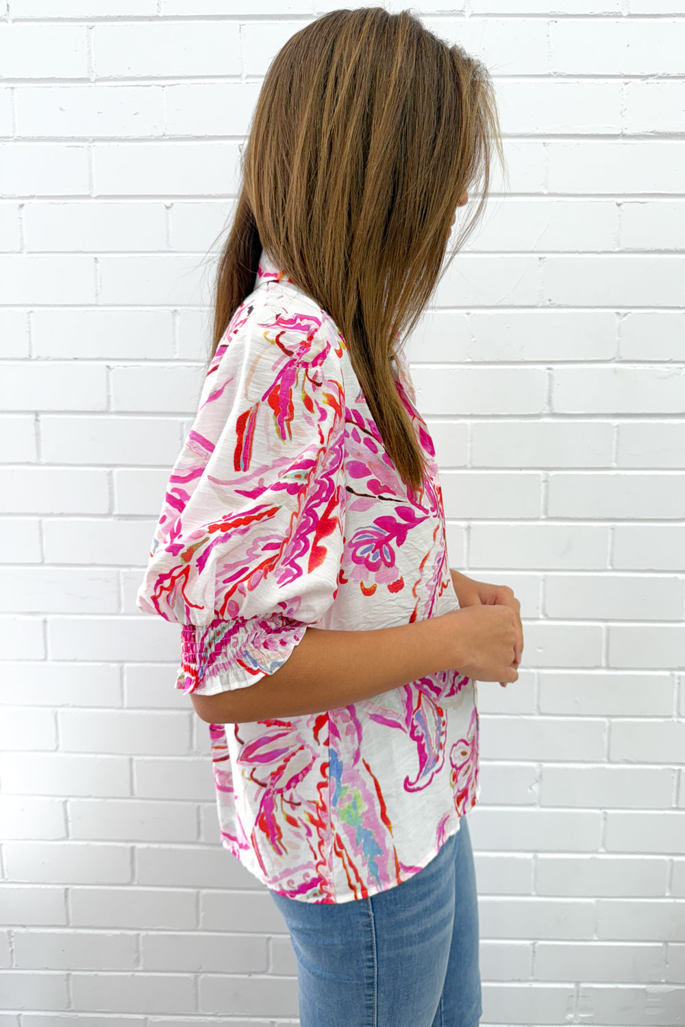 Melody Blouse - Pink Paisley Floral