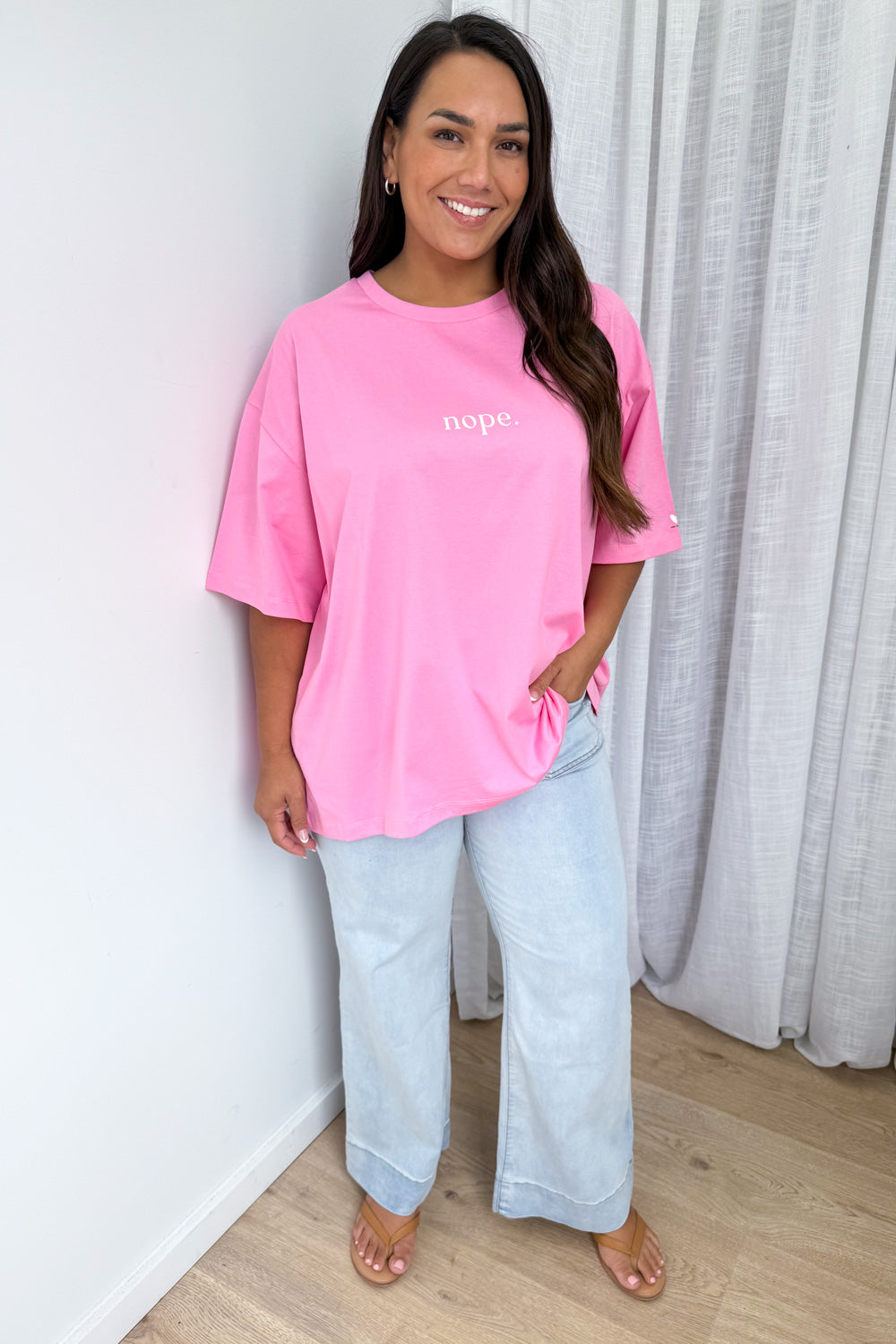 Nope Oversized Tee - Pink
