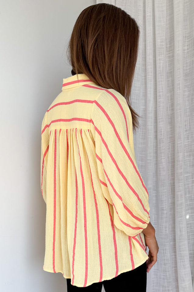 Rani Shirt - Lemon Pink Stripe