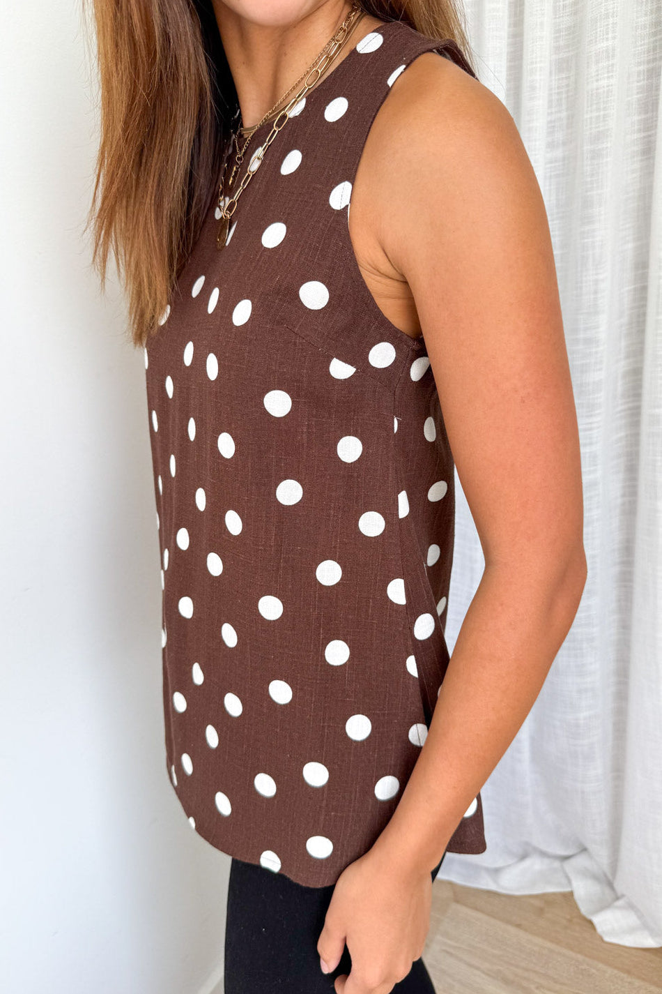 Luna Belle Top - Chocolate Polka Dot