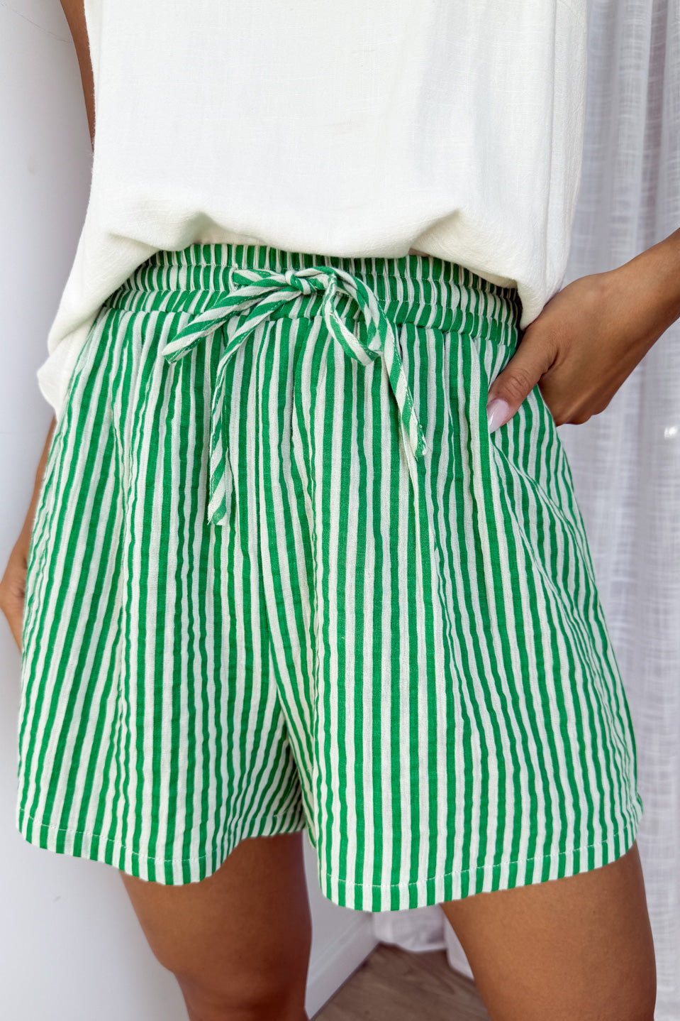 Rani Shorts - Green Stripe