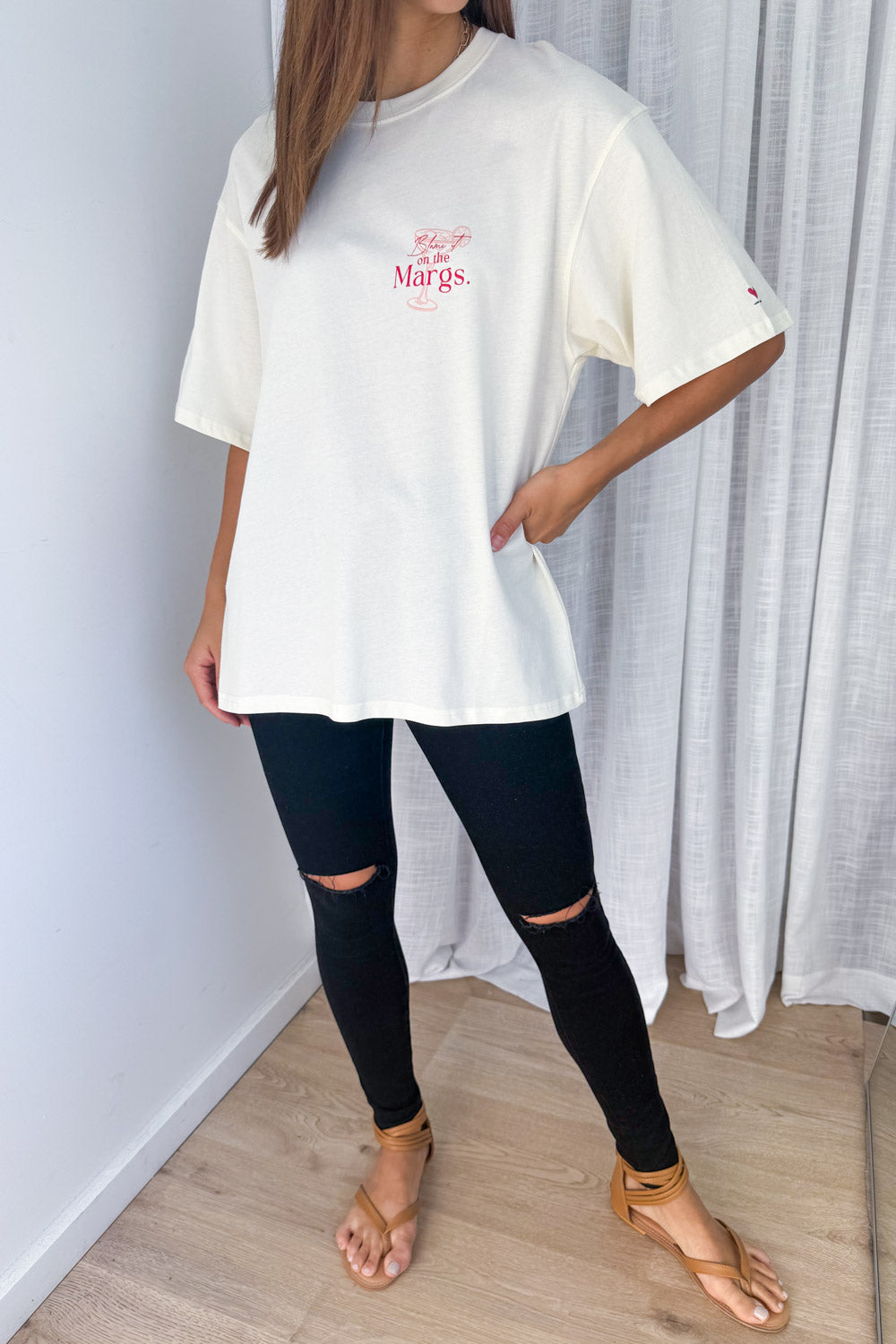 Blame It On The Margs Oversized Tee - Cream
