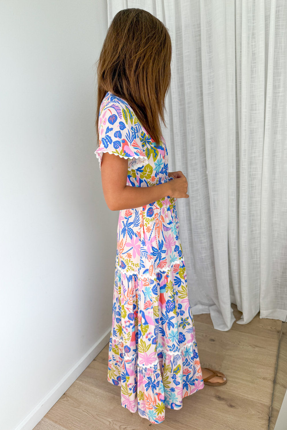 Featherlight Dress - Pink Multi Palm