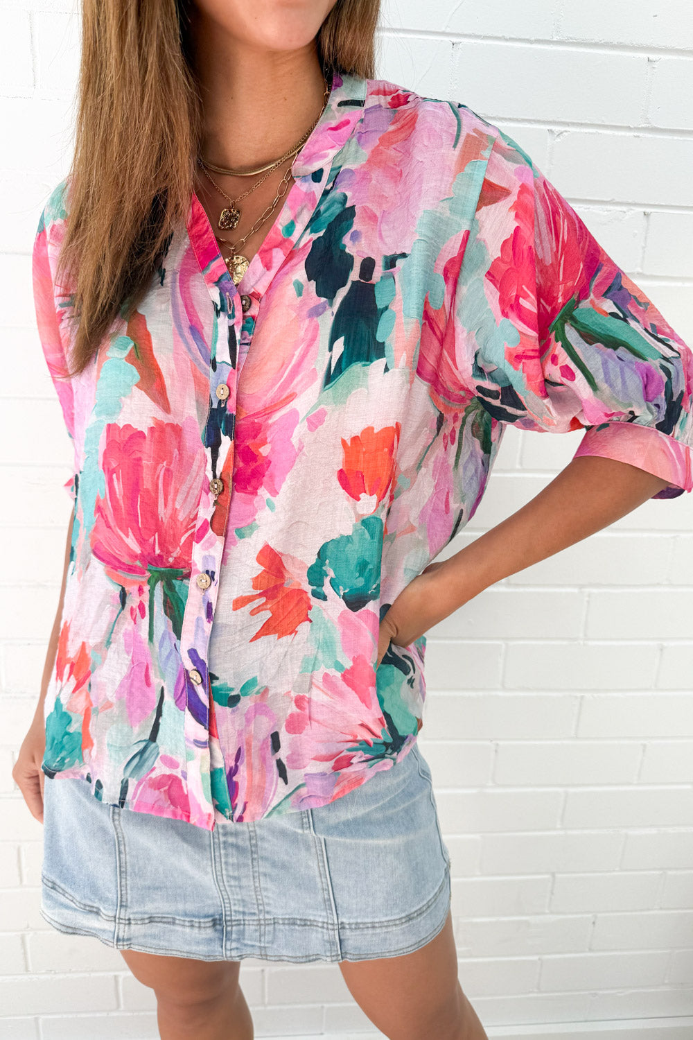 Savannah Blouse  - Hot Pink