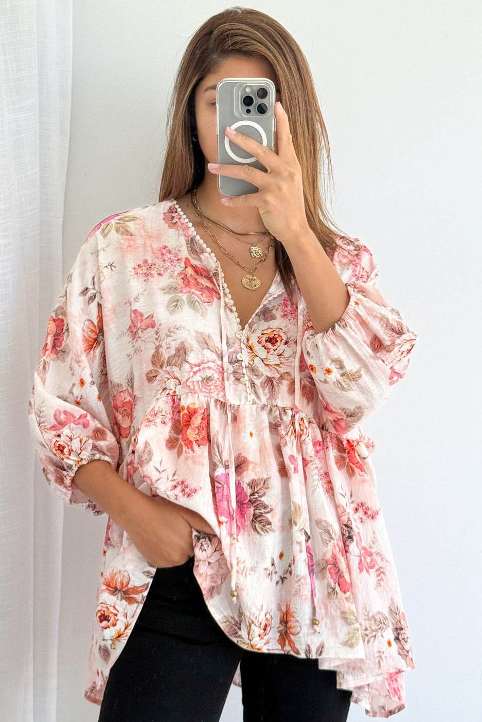 Amelia Blouse - Pink Vintage Floral