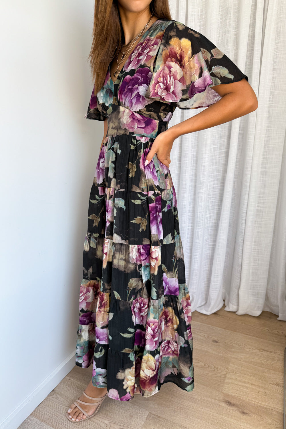 Carys Dress - Noir Bloom