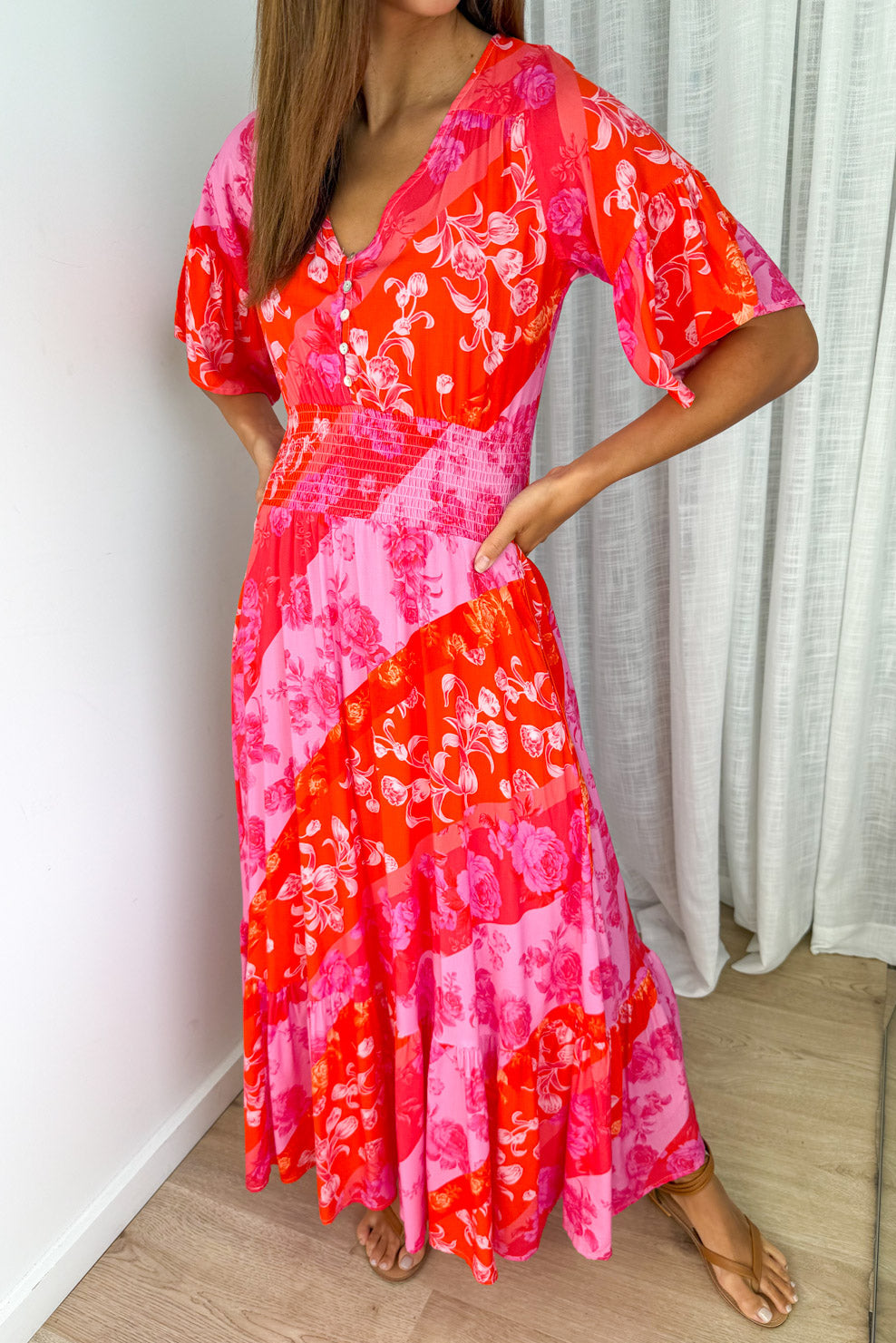 Nalani Dress - Pink Melon Floral