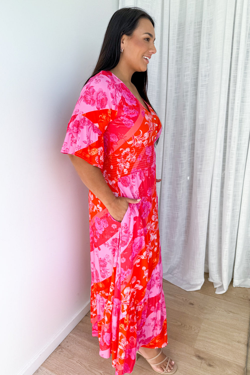 Nalani Dress - Pink Melon Floral