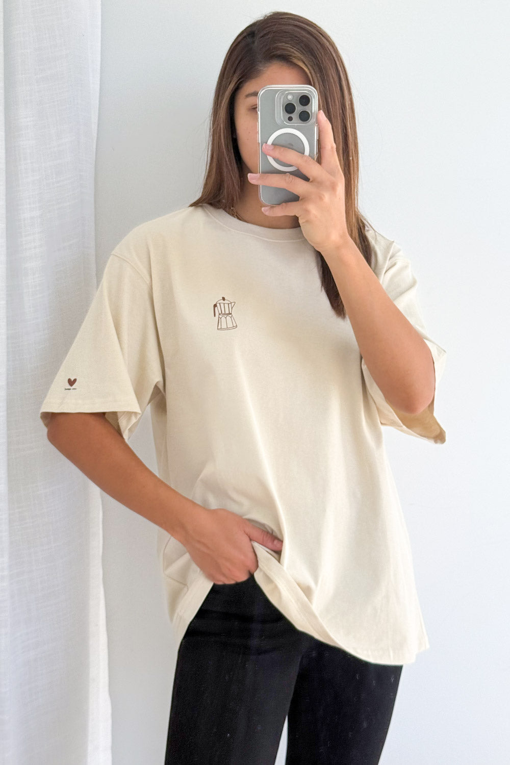 Sponsored By Coffee Oversized Tee - Beige