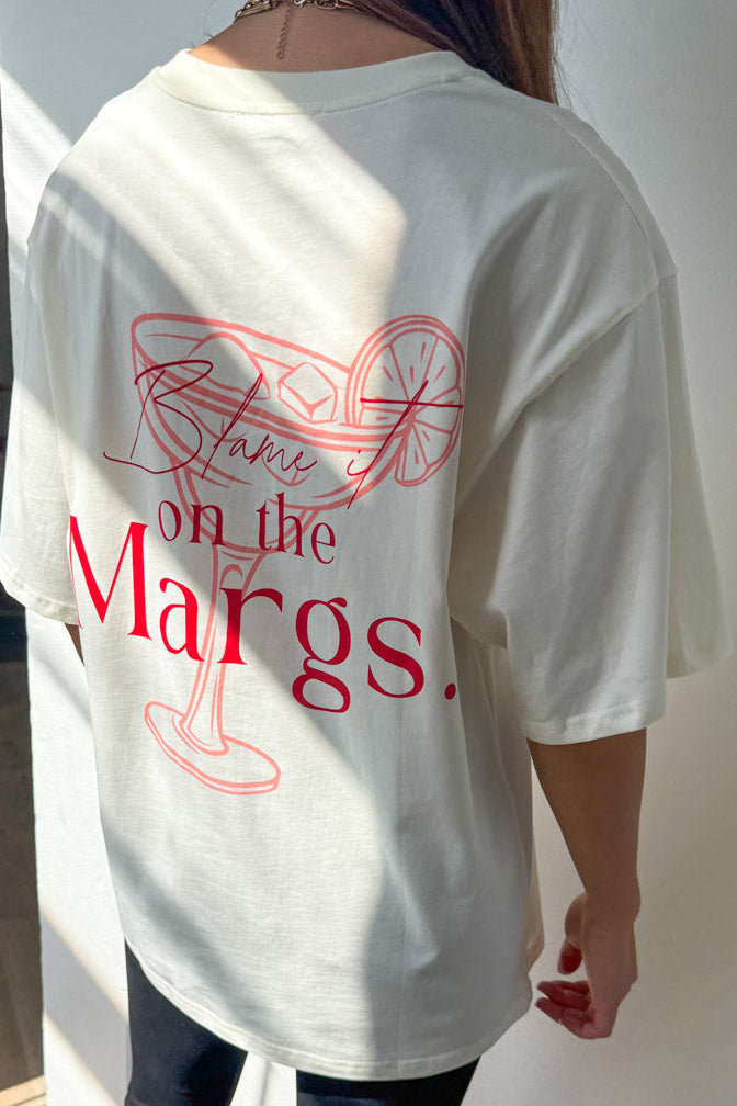 Blame It On The Margs Oversized Tee - Cream