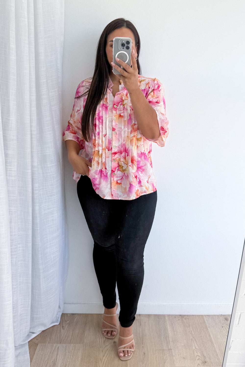 Botanic Blouse - Pink Orange Floral