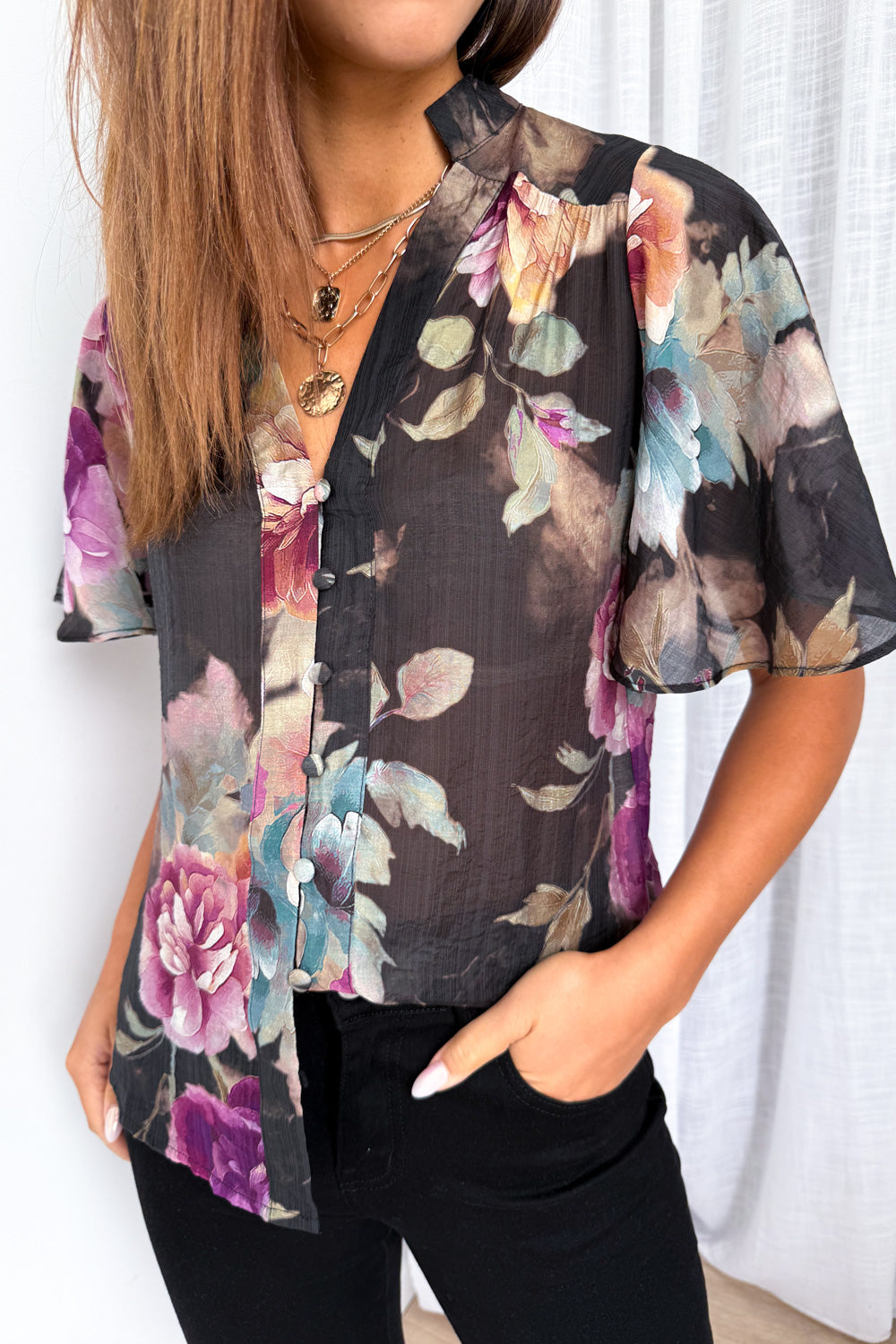 Keeley Blouse - Noir Bloom