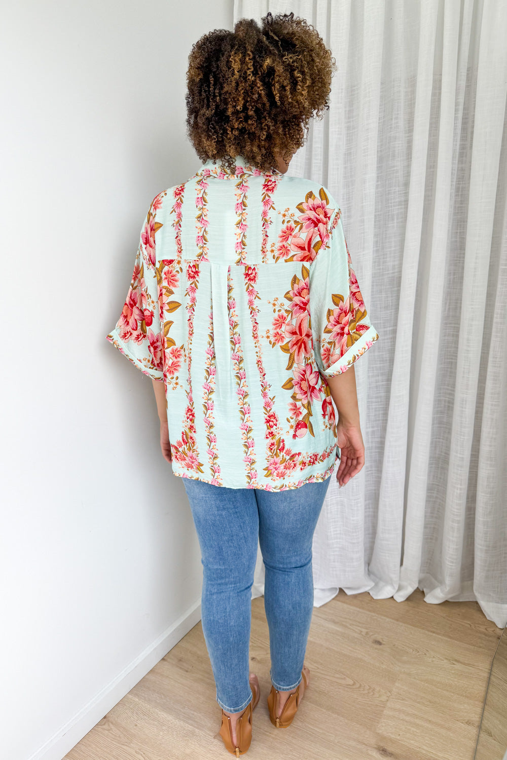 Marbella Tile Shirt - Blue Blush Floral