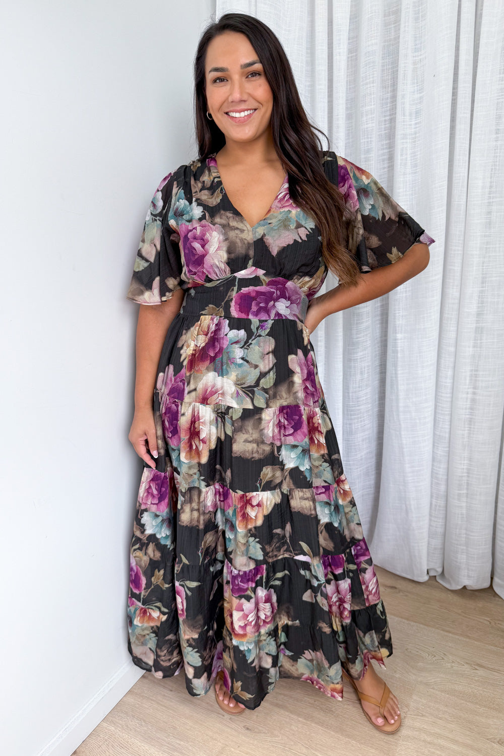 Carys Dress - Noir Bloom