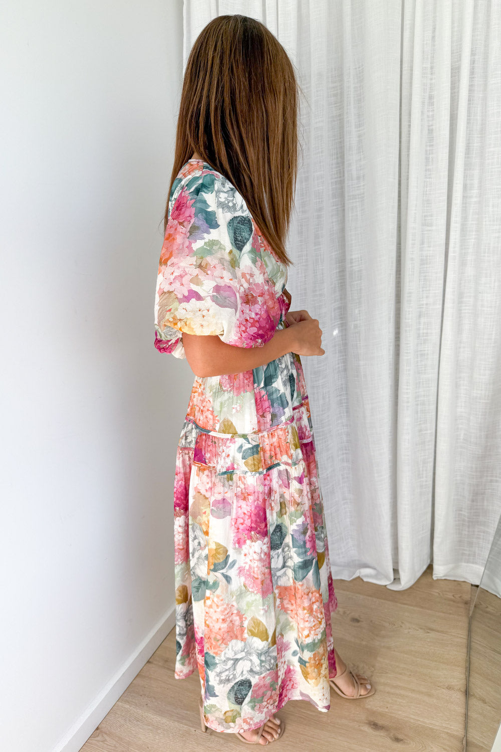 Clairemont Dress - Magenta Apricot Hydrangea