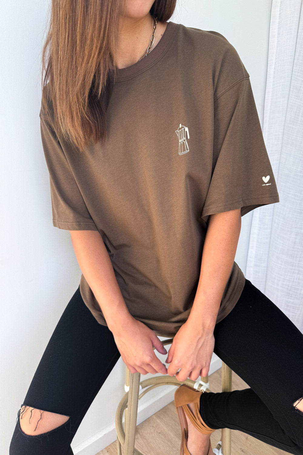 Sponsored By Coffee Oversized Tee - Chocolate